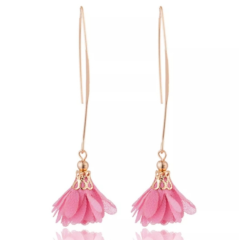Long Gold & Fuchsia Flower Color Boho Gypsy